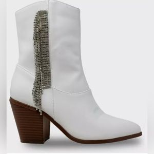 Chase + Chloe Justine Side Rhinestone Tassel Cowboy Boot